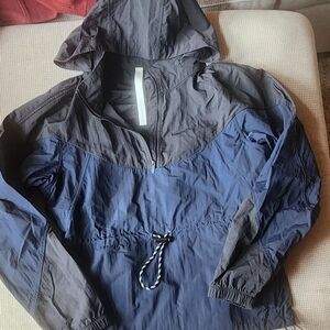 Navy and Gray Hooded Windbreaker